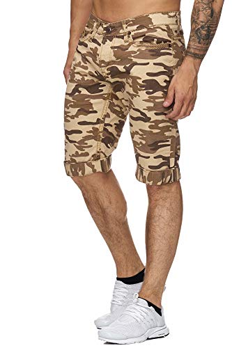 OneRedox Herren Bermuda Shorts Herren Sport Shorts Freizeithose Kurze Hosen Cargohosen 4023 Camouflage Beige 29 von OneRedox