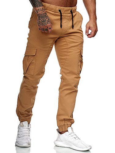 OneRedox Herren Chino Pants Jeans Joggchino Hose Jeanshose Skinny Fit Modell 1033 Sand 38 von OneRedox