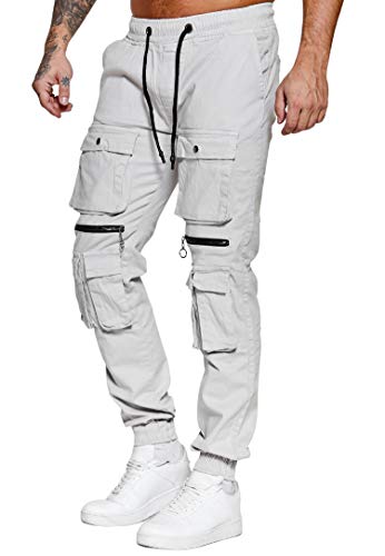 OneRedox Herren Chino Pants Jeans Joggchino Hose Jeanshose Skinny Fit Modell H-3406 Altweiß 36 von OneRedox