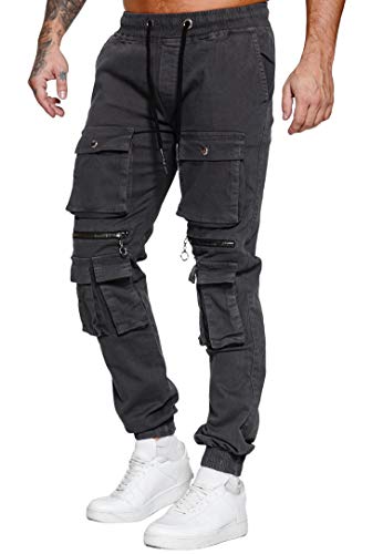 OneRedox Herren Chino Pants Jeans Joggchino Hose Jeanshose Skinny Fit Modell H-3406 Antrazit 33 von OneRedox