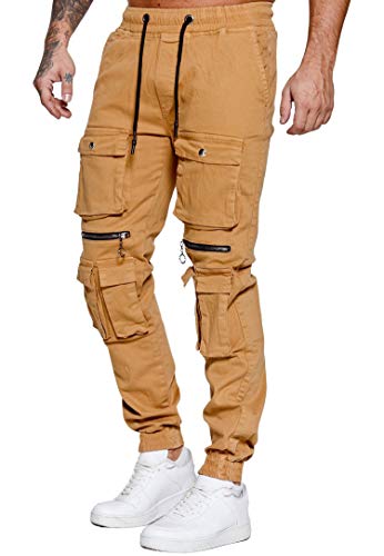 OneRedox Herren Chino Pants Jeans Joggchino Hose Jeanshose Skinny Fit Modell H-3406 Beige 32 von OneRedox