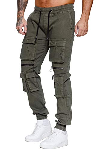 OneRedox Herren Chino Pants Jeans Joggchino Hose Jeanshose Skinny Fit Modell H-3406 Khaki 29 von OneRedox