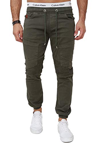 OneRedox Herren Chino Pants Jeans Joggchino Hose Jeanshose Skinny Fit Modell H-3411 Khaki 32 von OneRedox