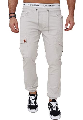 OneRedox Herren Chino Pants Jeans Joggchino Hose Jeanshose Skinny Fit Modell H-3412 Altweiß 31 von OneRedox