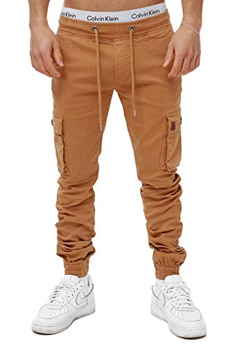 OneRedox Herren Chino Pants Jeans Joggchino Hose Jeanshose Skinny Fit Modell H-3413 Beige 30 von OneRedox