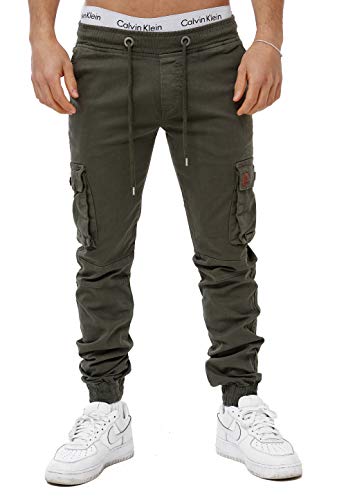 OneRedox Herren Chino Pants Jeans Joggchino Hose Jeanshose Skinny Fit Modell H-3413 Khaki 31 von OneRedox