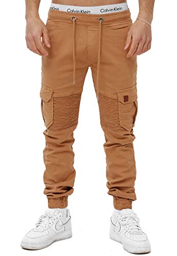 OneRedox Herren Chino Pants Jeans Joggchino Hose Jeanshose Skinny Fit Modell H-3414 Beige 30 von OneRedox