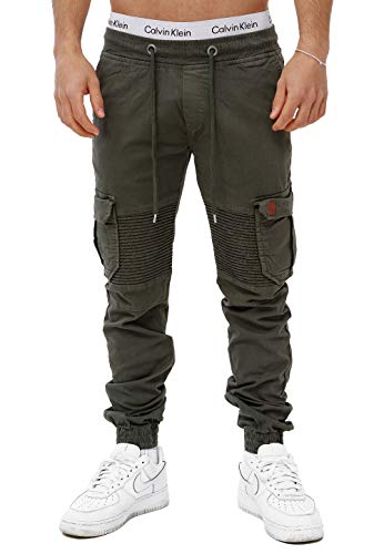 OneRedox Herren Chino Pants Jeans Joggchino Hose Jeanshose Skinny Fit Modell H-3414 Khaki 32 von OneRedox