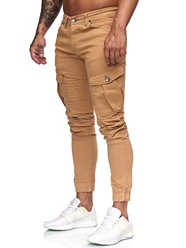 OneRedox Herren Jogg Chinos Stoffhose Chinohose Sport Modell 1923 Beige 31 von OneRedox