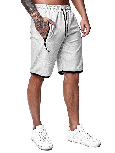 OneRedox Herren Jogging Hose Jogger Streetwear Camouflage Sporthose Fitness Clubwear Modell 3622 (S, Weiss) von OneRedox