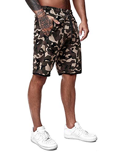 OneRedox Herren Jogging Hose Jogger Streetwear Camouflage Sporthose Fitness Clubwear Modell 3622 Grün M von OneRedox