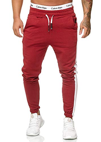 OneRedox Herren Jogging Hose Jogger Streetwear Sporthose Modell 1211 Bordo XXXXL von OneRedox