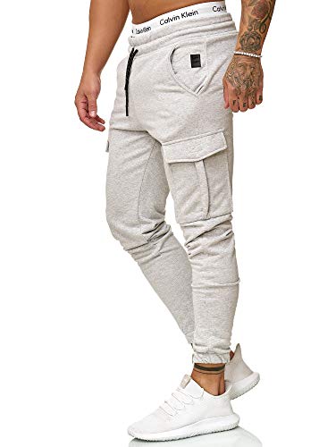 OneRedox Herren Jogging Hose Jogger Streetwear Sporthose Modell 1213 (S, Grau) von OneRedox