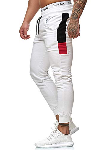 OneRedox Herren Jogging Hose Jogger Streetwear Sporthose Modell 1268 Weiss XL von OneRedox