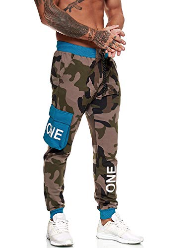 OneRedox Herren Jogging Hose Jogger Streetwear Sporthose Modell 13103 (M, Camo-Blau) von OneRedox