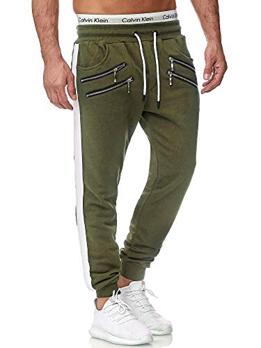 OneRedox Herren Jogging Hose Jogger Streetwear Sporthose Modell 1313 (L, Grün) von OneRedox