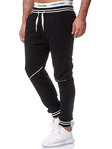 OneRedox Herren Jogging Hose Jogger Streetwear Sporthose Modell 1316Schwarz WeissXL von OneRedox