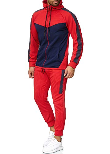 OneRedox Herren Jogginganzug Sportanzug Trainingsanzug Sweatshirt Hose Jogging Anzug Modell 1053 Rot S von OneRedox