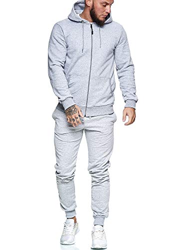 OneRedox | Herren Jogginganzug | Streetwear | Fitness | Sportanzug | Hoodie-Sporthose | Jogging-Anzug | Trainings-Anzug | Jogging-Hose | Modell JG-3000 Grau S von OneRedox