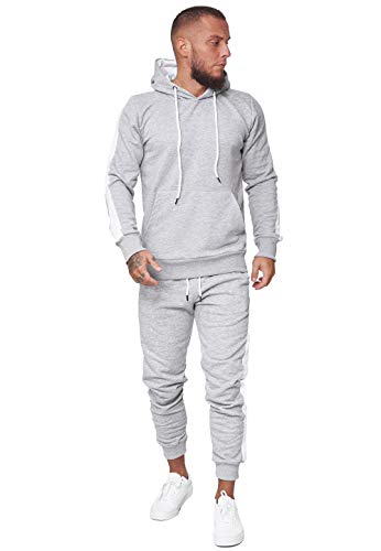 OneRedox Herren Jogginganzug Trainingsanzug Männer Sportanzug Fitness Outfit Streetwear Tracksuit Jogginghose Hoodie-Sporthose Sportkleidung Comfort Fit Modell JG-1571C (Grau, XXL) von OneRedox