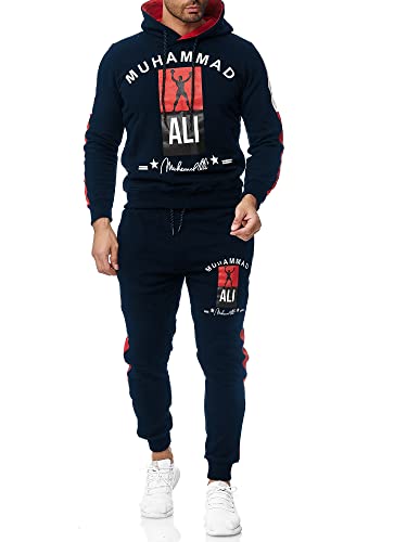 OneRedox Herren Jogginganzug Trainingsanzug Sportanzug Boxen Ali Modell 3462 (XL, Navy) von OneRedox