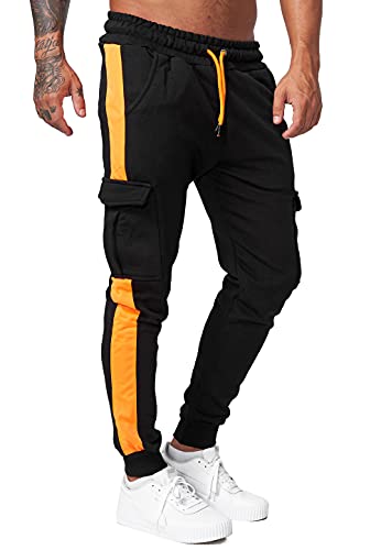 OneRedox Herren Jogginghose 1643 Schwarz Orange M von OneRedox