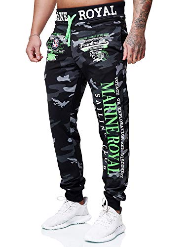 OneRedox Herren Jogginghose Sporthose Männer Trainingshose Sweatpants 3629 Schwarzcamo-grün M von OneRedox