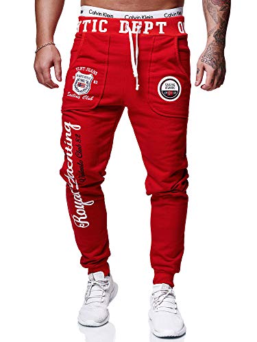 OneRedox Herren Jogginghose Sporthose Männer Trainingshose Sweatpants 601 Rot S von OneRedox