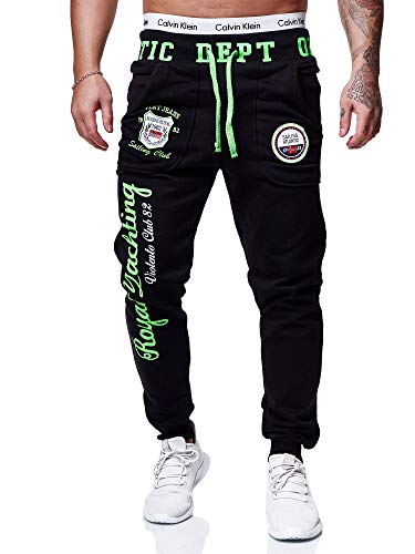 OneRedox Herren Jogginghose Sporthose Männer Trainingshose Sweatpants 601 Schwarz-grün S von OneRedox