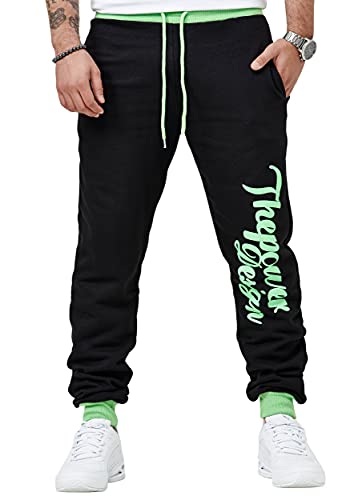 OneRedox Herren Jogginghose Trainingshose Freizeihose Fitnesshose Basic Sport Fitness Gym Training Slim Fit Sweatpants JG-4113C Grün XXL von OneRedox