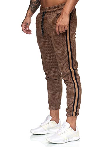 OneRedox Herren | Jogginghose | Trainingshose | Sport Fitness | Gym | Training | Slim Fit | Sweatpants Streifen | Jogging-Hose | Stripe Pants | Modell 1226 (XS, Braun Schwarz) von OneRedox