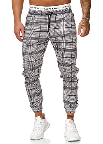 OneRedox Herren | Jogginghose | Trainingshose | Sport Fitness | Gym | Training | Slim Fit | Sweatpants Streifen | Jogging-Hose | Stripe Pants | Modell 1227 (S, Weiß) von OneRedox