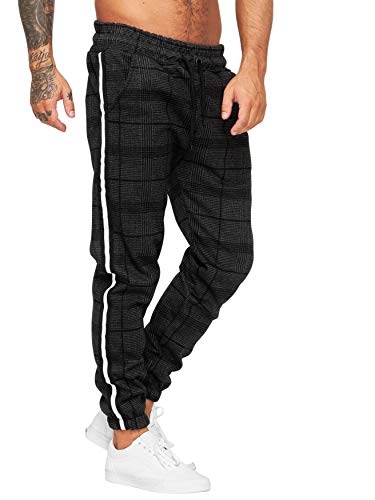 OneRedox Herren | Jogginghose | Trainingshose | Sport Fitness | Gym | Training | Slim Fit | Sweatpants Streifen | Jogging-Hose | Stripe Pants | Modell 1227 (XS, Schwarz) von OneRedox