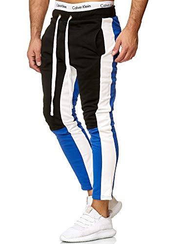 OneRedox Herren | Jogginghose | Trainingshose | Sport Fitness | Gym | Training | Slim Fit | Sweatpants Streifen | Jogging-Hose | Stripe Pants | Modell A10 (L, Blau) von OneRedox