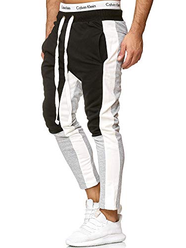 OneRedox Herren | Jogginghose | Trainingshose | Sport Fitness | Gym | Training | Slim Fit | Sweatpants Streifen | Jogging-Hose | Stripe Pants | Modell A10 (L, Grau) von OneRedox