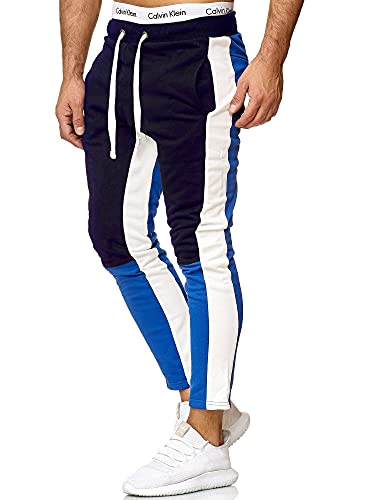 OneRedox Herren | Jogginghose | Trainingshose | Sport Fitness | Gym | Training | Slim Fit | Sweatpants Streifen | Jogging-Hose | Stripe Pants | Modell A10 (L, Navy Blau) von OneRedox