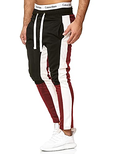 OneRedox Herren | Jogginghose | Trainingshose | Sport Fitness | Gym | Training | Slim Fit | Sweatpants Streifen | Jogging-Hose | Stripe Pants | Modell A10 (S, Bordeaux) von OneRedox