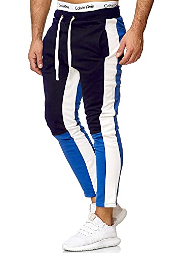 OneRedox Herren | Jogginghose | Trainingshose | Sport Fitness | Gym | Training | Slim Fit | Sweatpants Streifen | Jogging-Hose | Stripe Pants | Modell A10 (XL, Navy Blau) von OneRedox