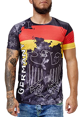 OneRedox Herren Länder T-Shirt Kurzarm Rundhals Fußball Deutschland 1653 M von OneRedox