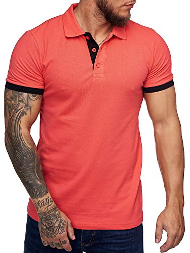 OneRedox Herren Poloshirt Polohemd Basic Kurzarm Einfarbig Slim Fit Polo Shirt Baumwolle T-Shirt Polokragen M-XXXL Modell 1402 Fuchsia XXL von OneRedox