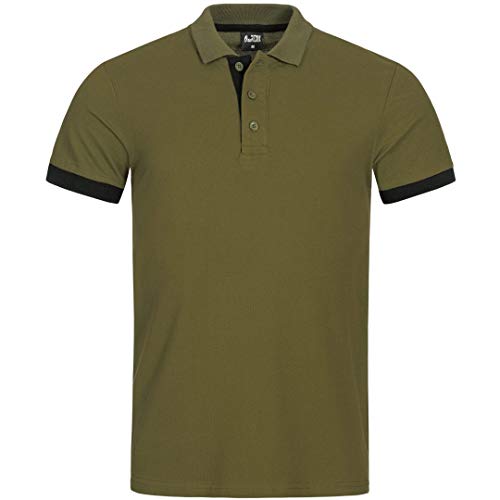 OneRedox Herren Poloshirt Polohemd Basic Kurzarm Einfarbig Slim Fit Polo Shirt Baumwolle T-Shirt Polokragen M-XXXL Modell 1402ST Khaki S von OneRedox