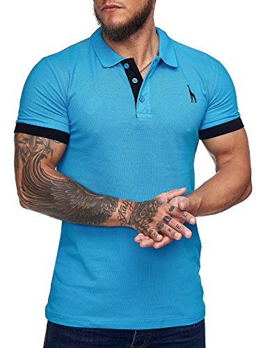 OneRedox Herren Poloshirt Polohemd Basic Kurzarm Einfarbig Slim Fit Polo Shirt Baumwolle T-Shirt Polokragen M-XXXL Modell 1404 Türkis XXL von OneRedox