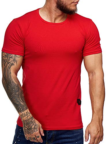 OneRedox Herren Rundhals T-Shirt Poloshirt Polo Longsleeve Kurzarm Shirt Modell 7031 Rot XL von OneRedox