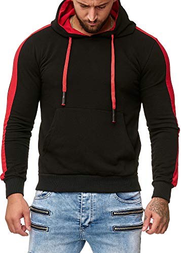 OneRedox Herren Sweatshirt Hoodie Pullover Kapuzenpullover Modell 1212 Schwarz S von OneRedox