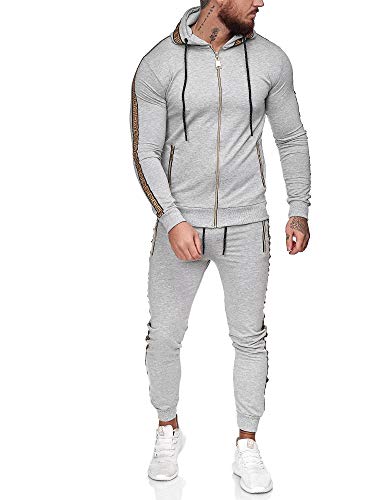 OneRedox | Herren Trainingsanzug | Jogginganzug | Sportanzug | Jogging Anzug | Hoodie-Sporthose | Jogging-Anzug | Trainings-Anzug | Jogging-Hose | Modell JG-1424 Grau XS von OneRedox