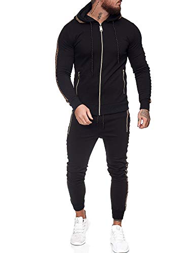 OneRedox | Herren Trainingsanzug | Jogginganzug | Sportanzug | Jogging Anzug | Hoodie-Sporthose | Jogging-Anzug | Trainings-Anzug | Jogging-Hose | Modell JG-1424 Schwarz S von OneRedox