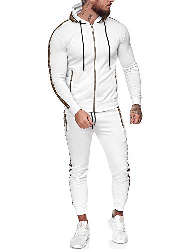 OneRedox | Herren Trainingsanzug | Jogginganzug | Sportanzug | Jogging Anzug | Hoodie-Sporthose | Jogging-Anzug | Trainings-Anzug | Jogging-Hose | Modell JG-1424 Weiss XS von OneRedox