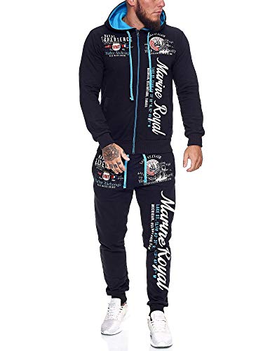 OneRedox | Herren Trainingsanzug | Jogginganzug | Sportanzug | Jogging Anzug | Hoodie-Sporthose | Jogging-Anzug | Trainings-Anzug | Jogging-Hose | Modell JG-512 Navy S von OneRedox