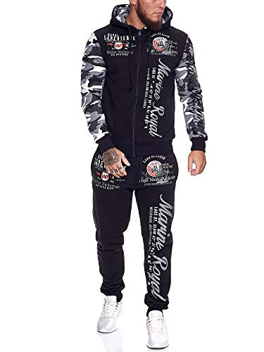 OneRedox | Herren Trainingsanzug | Jogginganzug | Sportanzug | Jogging Anzug | Hoodie-Sporthose | Jogging-Anzug | Trainings-Anzug | Jogging-Hose | Modell JG-512 Weiss Camouflage S von OneRedox