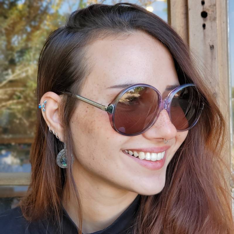 Vintage Sonnenbrillen, 70Er Jahre Damen Übergroße Runde Sonnenbrille, Boho Nie Getragene Brille, Einzigartige Brille von OneSecondVintage